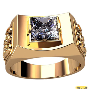 Золотое кольцо-печатка (перстень), 585 пробы с фианитом, 3111