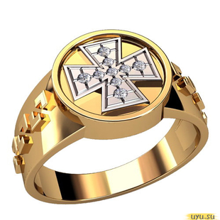 Золотое кольцо-печатка (перстень), 585 пробы с фианитом, 3113