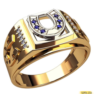 Золотое кольцо-печатка (перстень), 585 пробы с фианитом, 3118