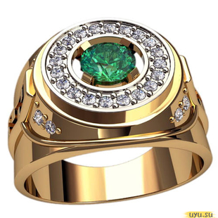 Золотое кольцо-печатка (перстень), 585 пробы с фианитом, 3119