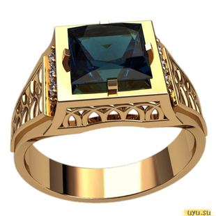 Золотое кольцо-печатка (перстень), 585 пробы с фианитом, 3120