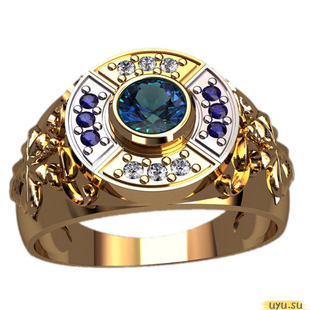 Золотое кольцо-печатка (перстень), 585 пробы с фианитом, 3123