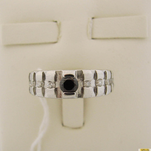 Серебряное кольцо-печатка (перстень), 925 пробы с фианитом, 2200000328045