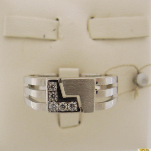 Серебряное кольцо-печатка (перстень), 925 пробы с фианитом, 2200000398451 в комплекте с 2200000399205