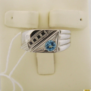Серебряное кольцо-печатка (перстень), 925 пробы с топазом, 2200000214461