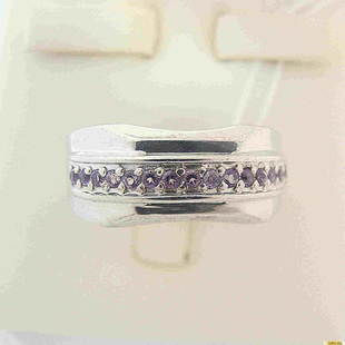 Серебряное кольцо-печатка (перстень), 925 пробы с аметистом, фианитом, 2200000164780