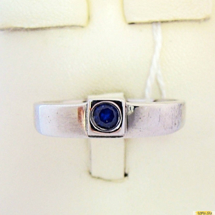 Серебряное кольцо-печатка (перстень), 925 пробы с сапфиром, фианитом, 2200000189622