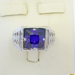 Серебряное кольцо-печатка (перстень), 925 пробы с аметистом, фианитом, 2200000366184