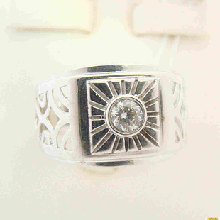 Серебряное кольцо-печатка (перстень), 925 пробы с фианитом, 2200000380784