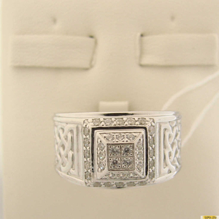 Серебряное кольцо-печатка (перстень), 925 пробы с фианитом, 2200000396044