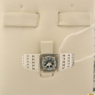 Серебряное кольцо-печатка (перстень), 925 пробы с топазом, фианитом, 2200000402028