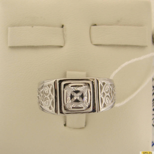 Серебряное кольцо-печатка (перстень), 925 пробы с фианитом, 2200000413185