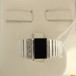 Серебряное кольцо-печатка (перстень), 925 пробы с фианитом, 2200000416667