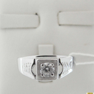 Серебряное кольцо-печатка (перстень), 925 пробы с фианитом, 2200000425119