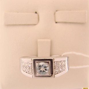 Серебряное кольцо-печатка (перстень), 925 пробы с топазом, фианитом, 2200000425133