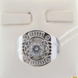 Серебряное кольцо-печатка (перстень), 925 пробы с фианитом, 2200000425799