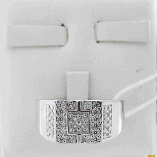 Серебряное кольцо-печатка (перстень), 925 пробы с фианитом, 2200000425881