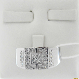 Серебряное кольцо-печатка (перстень), 925 пробы с фианитом, 2200000425911