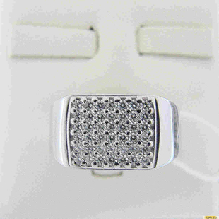Серебряное кольцо-печатка (перстень), 925 пробы с фианитом, 2200000425980