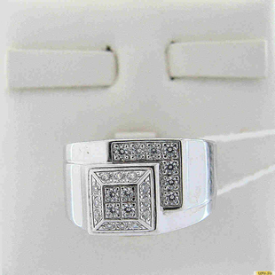 Серебряное кольцо-печатка (перстень), 925 пробы с фианитом, 2200000426222