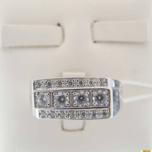 Серебряное кольцо-печатка (перстень), 925 пробы с фианитом, 2200000428615