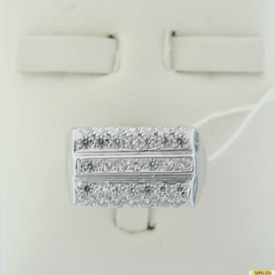 Серебряное кольцо-печатка (перстень), 925 пробы с фианитом, 2200000180049