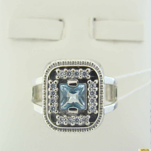 Серебряное кольцо-печатка (перстень), 925 пробы с фианитом, 2200000385307