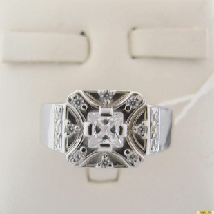 Серебряное кольцо-печатка (перстень), 925 пробы с фианитом, 2200000429940