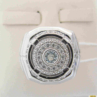 Серебряное кольцо-печатка (перстень), 925 пробы с топазом, фианитом, 2200000429988