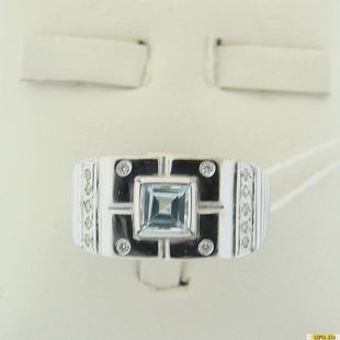 Серебряное кольцо-печатка (перстень), 925 пробы с топазом, фианитом, 2200000449665