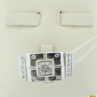 Серебряное кольцо-печатка (перстень), 925 пробы с фианитом, 2200000449672