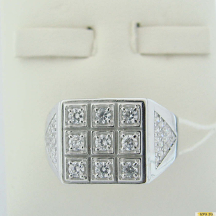 Серебряное кольцо-печатка (перстень), 925 пробы с фианитом, 2200000450708