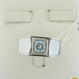 Серебряное кольцо-печатка (перстень), 925 пробы с топазом, 2200000450944