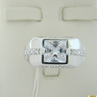 Серебряное кольцо-печатка (перстень), 925 пробы с фианитом, 2200000444868