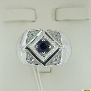 Серебряное кольцо-печатка (перстень), 925 пробы с фианитом, шпинелью, 2200000444912