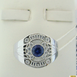 Серебряное кольцо-печатка (перстень), 925 пробы с сапфиром, фианитом, 2200000450722