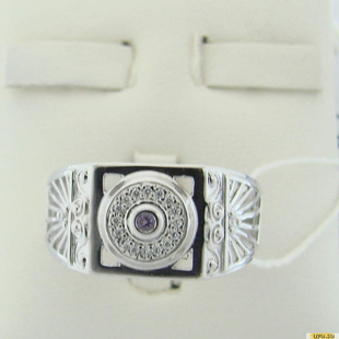 Серебряное кольцо-печатка (перстень), 925 пробы с фианитом, 2200000450777