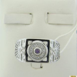 Серебряное кольцо-печатка (перстень), 925 пробы с фианитом, 2200000450791
