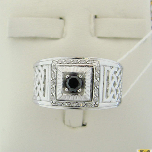 Серебряное кольцо-печатка (перстень), 925 пробы с гранатом, фианитом, 2200000451002