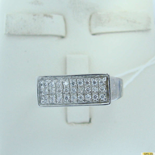 Серебряное кольцо-печатка (перстень), 925 пробы с фианитом, 2200000454058