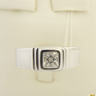 Серебряное кольцо-печатка (перстень), 925 пробы с фианитом, 2200000163400