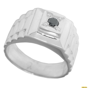 Серебряное кольцо-печатка (перстень), 925 пробы с фианитом, 1-0049_662