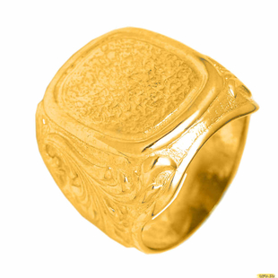 Золотое кольцо-печатка (перстень), 585 пробы с фианитом, 1-0050z