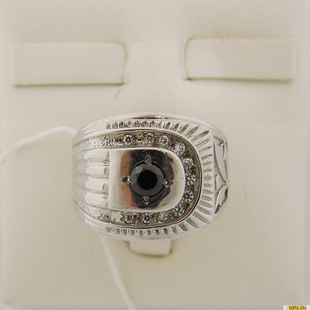 Серебряное кольцо-печатка (перстень), 925 пробы с фианитом, 2200000055217