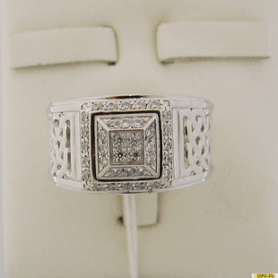 Серебряное кольцо-печатка (перстень), 925 пробы с фианитом, 2200000163394