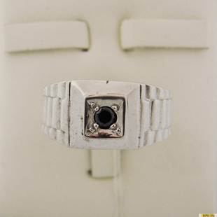 Серебряное кольцо-печатка (перстень), 925 пробы с фианитом, 2200000242952
