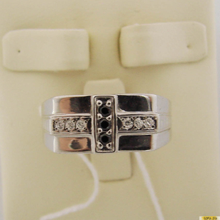 Серебряное кольцо-печатка (перстень), 925 пробы с сапфиром, фианитом, 2200000309679