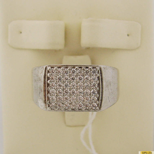 Серебряное кольцо-печатка (перстень), 925 пробы с фианитом, 2200000327208