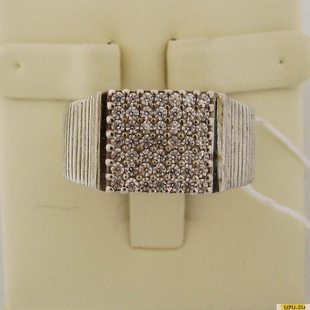 Серебряное кольцо-печатка (перстень), 925 пробы с фианитом, 2200000327253