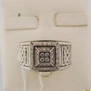 Серебряное кольцо-печатка (перстень), 925 пробы с фианитом, 2200000327611